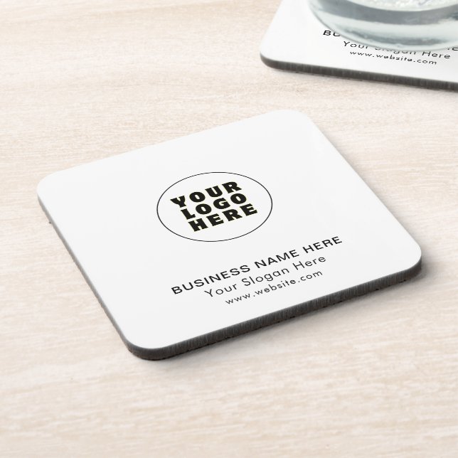 Simple Minimalist Custom Logo & Text   Beverage Coaster (Left Side)