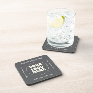 Simple Minimalist Custom Logo & Text   Beverage Coaster