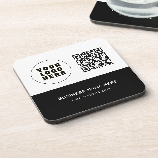 Simple Minimalist Custom Logo & Text   Beverage Coaster (Left Side)