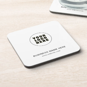 Simple Minimalist Custom Logo & Text Beverage Coaster