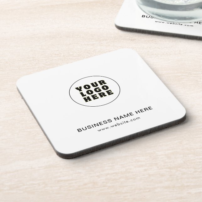 Simple Minimalist Custom Logo & Text   Beverage Coaster (Left Side)
