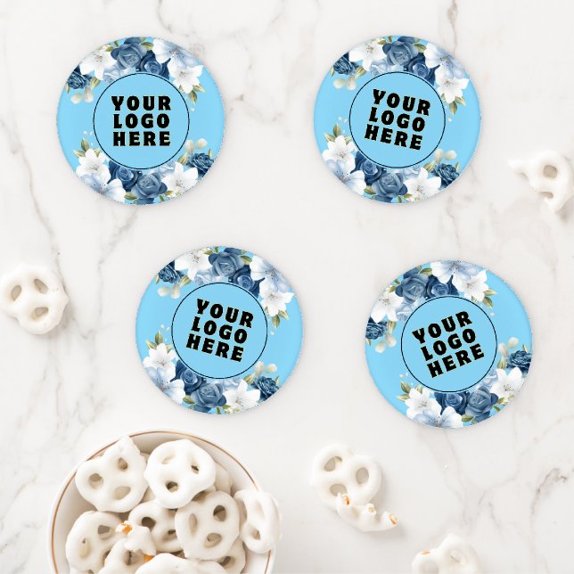 Simple Minimalist Custom Logo & Text   Coaster Set (In Situ)