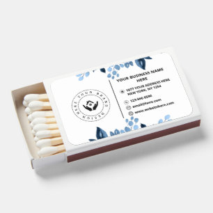 Simple Minimalist Custom Logo & Text Floral Matchboxes