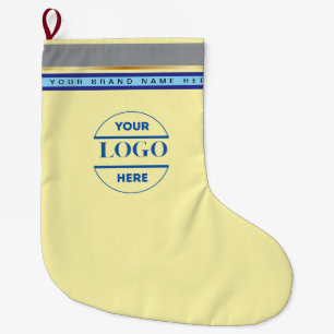 Simple Minimalist Custom Logo & Text Large Christmas Stocking