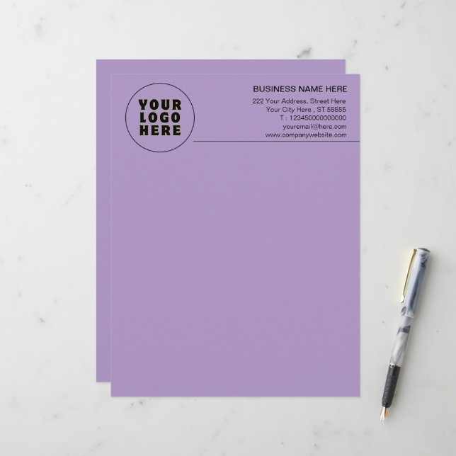 Simple Minimalist Custom Logo & Text   Letterhead (Front/Back In Situ)