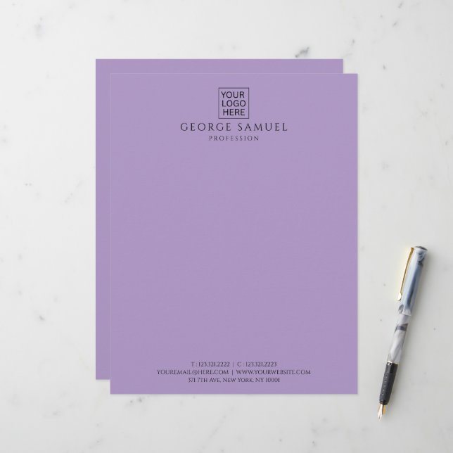 Simple Minimalist Custom Logo & Text   Letterhead (Front/Back In Situ)