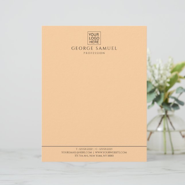 Simple Minimalist Custom Logo & Text   Letterhead (Standing Front)