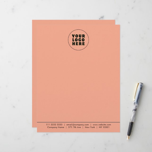 Simple Minimalist Custom Logo & Text   Letterhead (Front/Back In Situ)