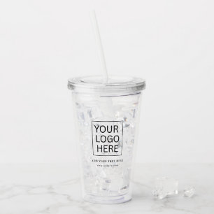 Simple Minimalist Custom Logo & Text Promotional Acrylic Tumbler