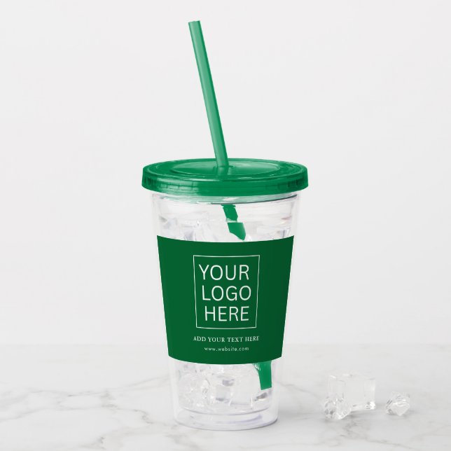 Simple Minimalist Custom Logo & Text Promotional Acrylic Tumbler (Front Ice)