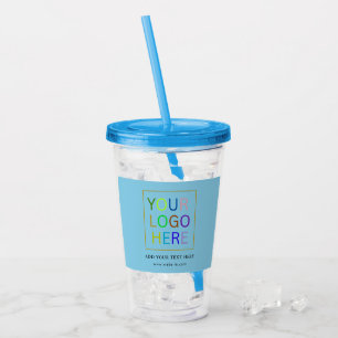 Simple Minimalist Custom Logo & Text Promotional Acrylic Tumbler