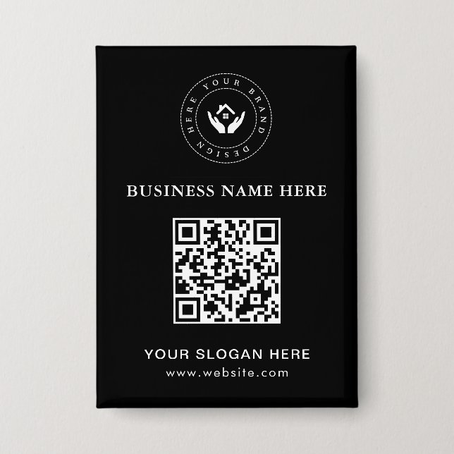 Simple Minimalist Custom Logo & Text Promotional Button (Front)
