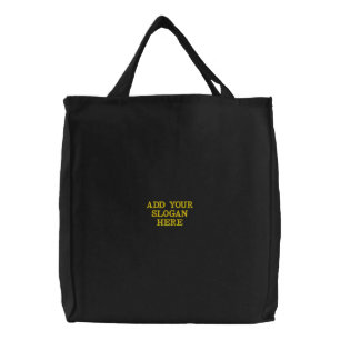 Simple Minimalist Custom Logo & Text Promotional Embroidered Tote Bag