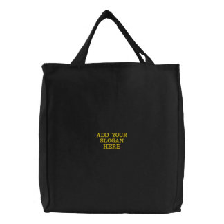 Simple Minimalist Custom Logo & Text Promotional Embroidered Tote Bag