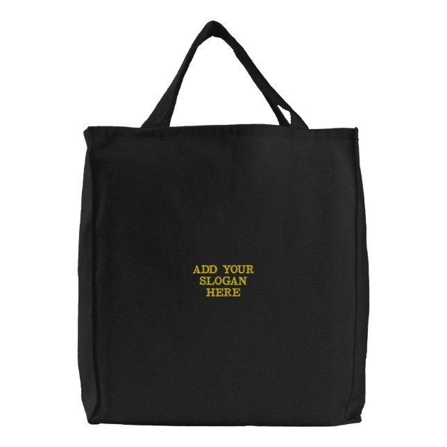 Simple Minimalist Custom Logo & Text Promotional Embroidered Tote Bag (Front)