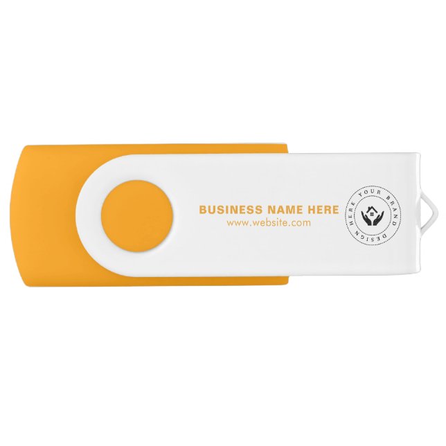 Simple Minimalist Custom Logo & Text Promotional Flash Drive (Front)
