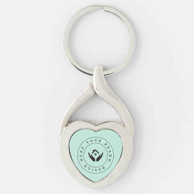 Simple Minimalist Custom Logo & Text Promotional Keychain (Front)