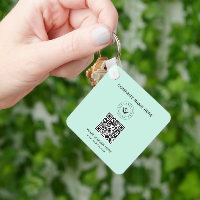 Simple Minimalist Custom Logo & Text Promotional Keychain (Hand)