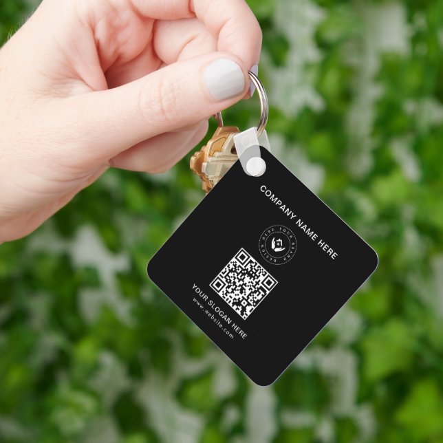 Simple Minimalist Custom Logo & Text Promotional Keychain (Hand)