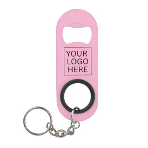 Simple Minimalist Custom Logo & Text Promotional Keychain Bottle Opener