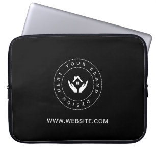 Simple Minimalist Custom Logo & Text Promotional Laptop Sleeve