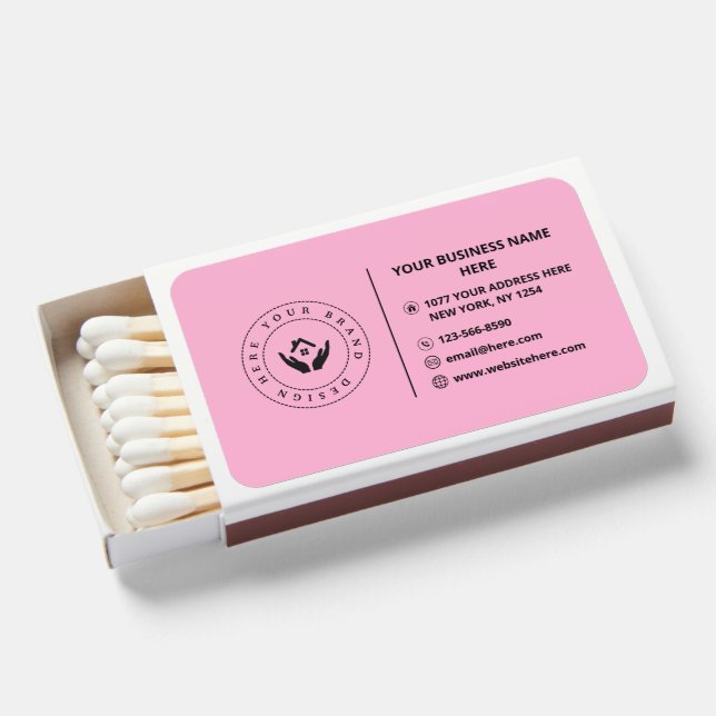 Simple Minimalist Custom Logo & Text Promotional Matchboxes (Front Open)