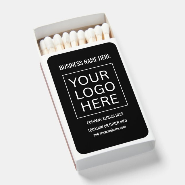 Simple Minimalist Custom Logo & Text Promotional Matchboxes (Front Open)