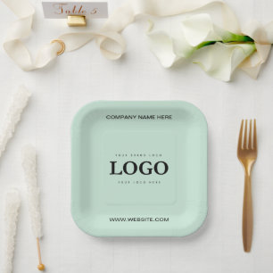Simple Minimalist Custom Logo & Text Promotional Paper Plates