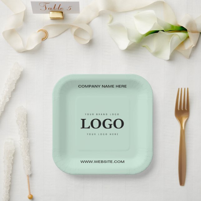 Simple Minimalist Custom Logo & Text Promotional Paper Plates (Wedding)
