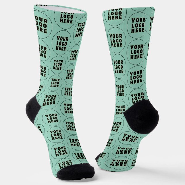Simple Minimalist Custom Logo & Text   Socks (Angled)