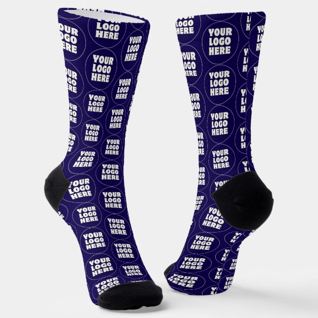 Simple Minimalist Custom Logo & Text   Socks (Angled)