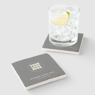 Simple Minimalist Custom Logo & Text   Stone Coaster