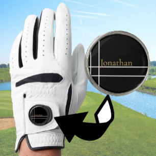 Simple minimalist custom name black white gold  golf glove