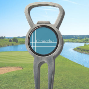 Simple minimalist custom name ocean blue divot tool