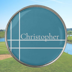 Simple minimalist custom name ocean blue golf ball marker
