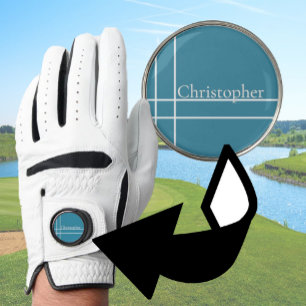 Simple minimalist custom name ocean blue golf glove