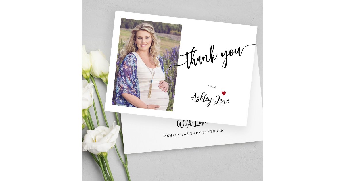 Simple minimalist custom photo baby shower thank you card | Zazzle