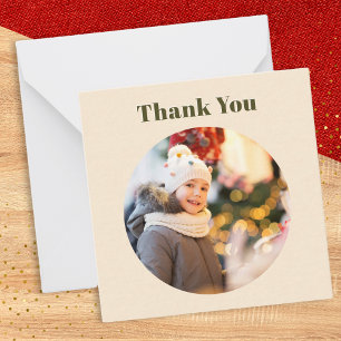Simple Minimalist Custom Photo Christmas Thank You Note Card