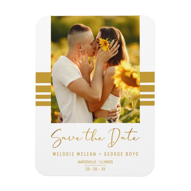 Simple Minimalist Custom Photo Newly Engaged Magnet (Vertical)