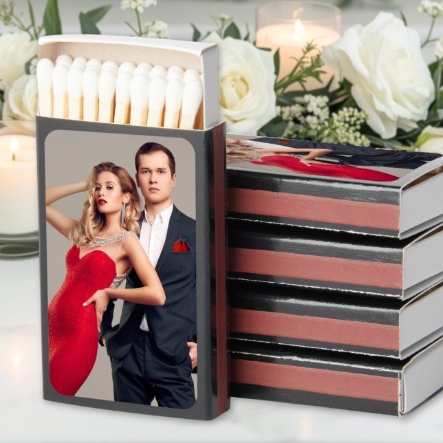 Simple Minimalist Custom Photo Wedding Matchboxes (Create Your Own Photo Wedding Matchboxes)