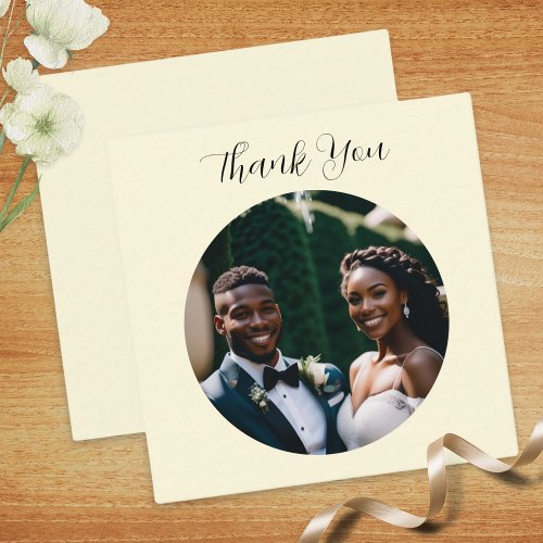 Simple Minimalist Custom Photo Wedding Thank You Note Card