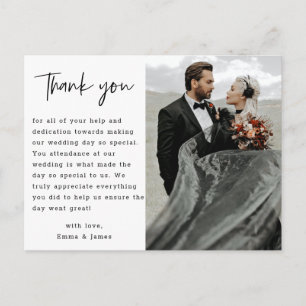 Simple Minimalist Custom Photo Wedding Thank You Postcard