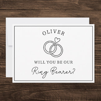 Simple Minimalist Custom Ring Bearer Proposal Card