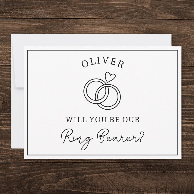 Simple Minimalist Custom Ring Bearer Proposal Card (Creator Uploaded)