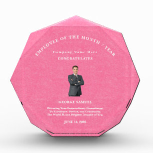 Simple Minimalist Custom Text & Image Purple White Acrylic Award