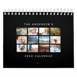 Simple Minimalist Custom Total Black Photo Calendar
