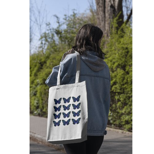 Simple Minimalist Cute Blue Butterfly Tote Bag
