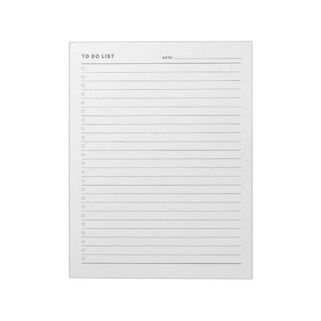 Simple Minimalist Daily To Do List Notepad (Rotated)