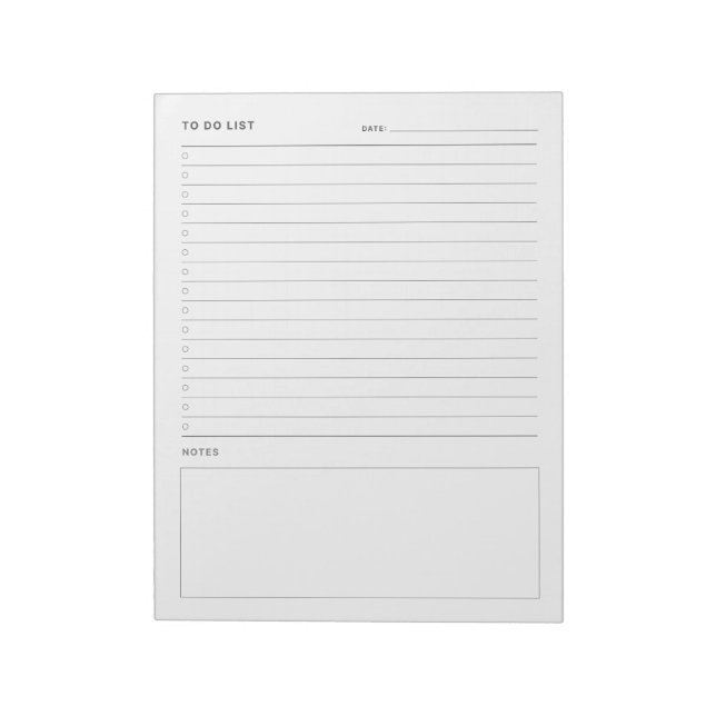 Simple Minimalist Daily To Do List Notepad (Rotated)