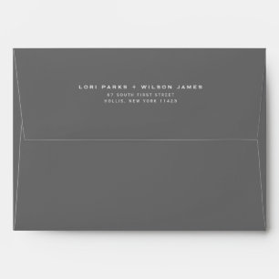 Simple Minimalist Dark Gray Printed Return Address Envelope